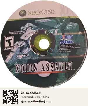 Zoids Assault Xbox 360, NTSC disc