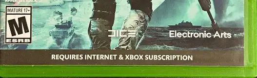 Battlefield 2042, the ESRB box on its front