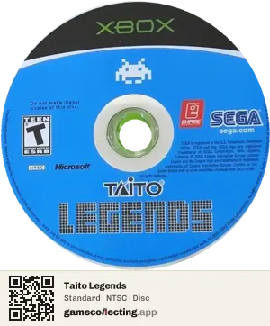 Taito Legends Xbox, NTSC disc