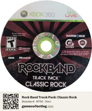 Rock Band Track Pack: Classic Rock Xbox 360, NTSC disc