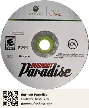 Burnout Paradise Xbox 360, NTSC disc