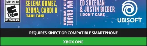 Just Dance 2020, the ESRB box on its front