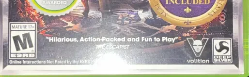 Saints Row IV, the ESRB box on its front