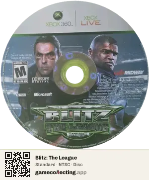 Blitz: The League Xbox 360, NTSC disc