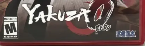 Yakuza 0, the ESRB box on its front
