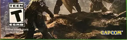 Monster Hunter: World, the ESRB box on its front