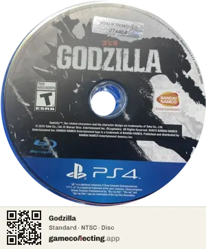 Godzilla PlayStation 4, NTSC disc
