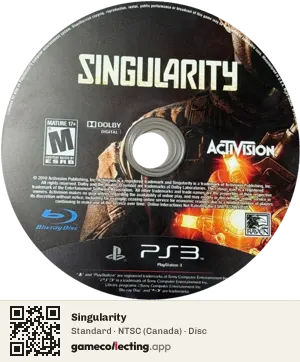 Singularity PlayStation 3, NTSC disc