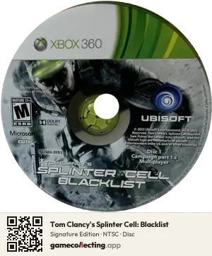 Tom Clancy's Splinter Cell: Blacklist Xbox 360, NTSC disc
