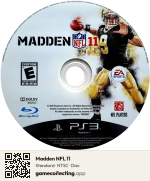 Madden NFL 11 PlayStation 3, NTSC disc