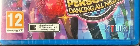 Persona 4: Dancing All Night, the PEGI square on its front