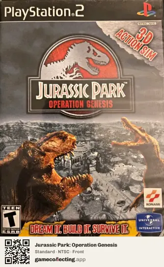 Jurassic Park: Operation Genesis PlayStation 2, NTSC box front