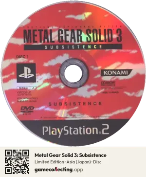 Metal Gear Solid 3: Subsistence PlayStation 2, Asia disc