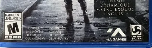 Metro Exodus, the ESRB box on its front