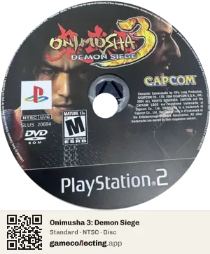 Onimusha 3: Demon Siege PlayStation 2, NTSC disc