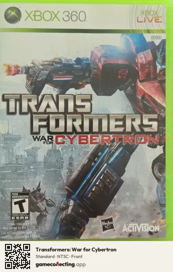 Transformers: War for Cybertron Xbox 360, NTSC box front