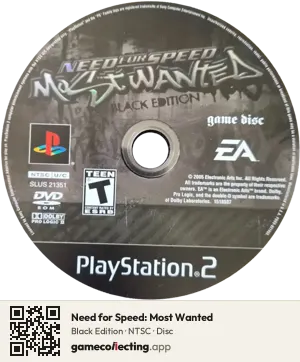Need for Speed: Most Wanted PlayStation 2, NTSC disc