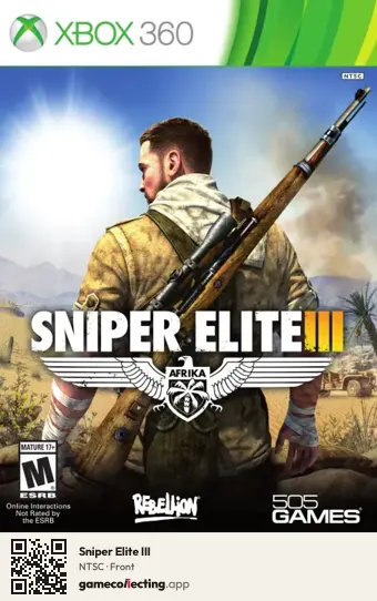 Sniper Elite III Xbox 360, NTSC box front