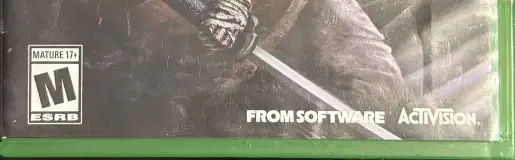 Sekiro: Shadows Die Twice, the ESRB box on its front