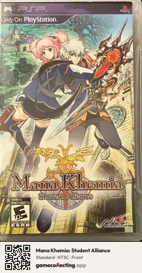 Mana Khemia: Student Alliance PlayStation Portable, NTSC box front