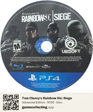 Tom Clancy's Rainbow Six: Siege PlayStation 4, NTSC disc