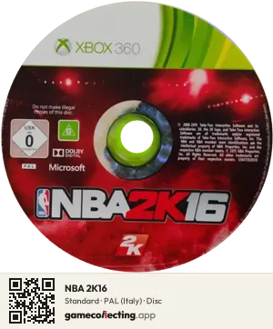 NBA 2K16 Xbox 360, PAL disc