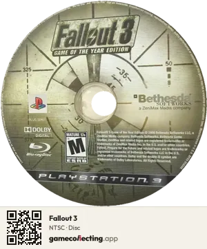 Fallout 3 PlayStation 3, NTSC disc