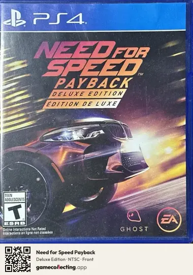 Need for Speed Payback PlayStation 4, NTSC box front