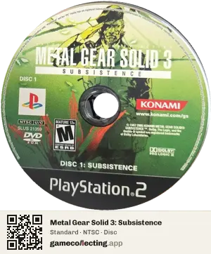 Metal Gear Solid 3: Subsistence PlayStation 2, NTSC disc