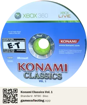 Konami Classics Vol. 1 Xbox 360, NTSC disc