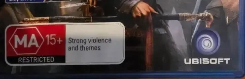 Assassin's Creed Syndicate, the Australian classification mark on its front