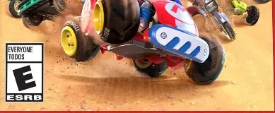 Mario Kart World, the ESRB box on its front