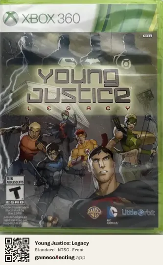 Young Justice: Legacy Xbox 360, NTSC box front