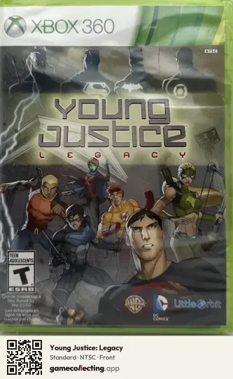 Young Justice: Legacy Xbox 360, NTSC box front