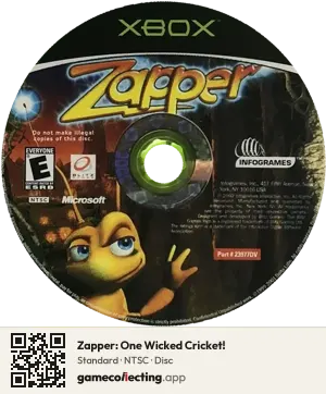 Zapper: One Wicked Cricket! Xbox, NTSC disc