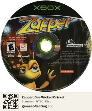Zapper: One Wicked Cricket! Xbox, NTSC disc