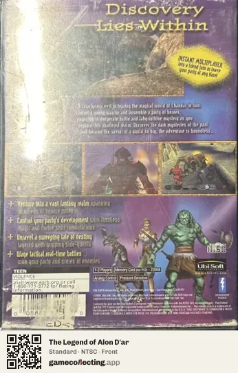 The Legend of Alon D'ar PlayStation 2, NTSC box front