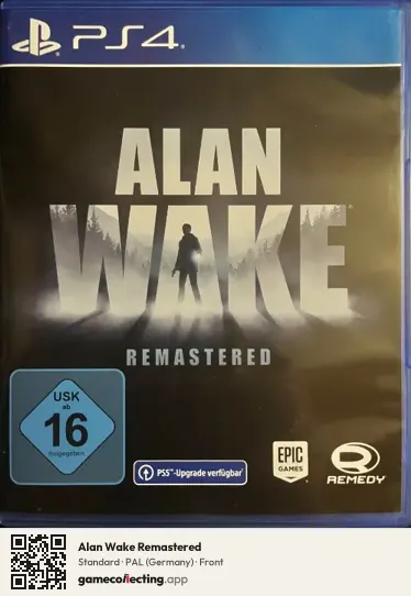 Alan Wake Remastered PlayStation 4, Germany box front