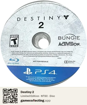 Destiny 2 PlayStation 4, NTSC disc