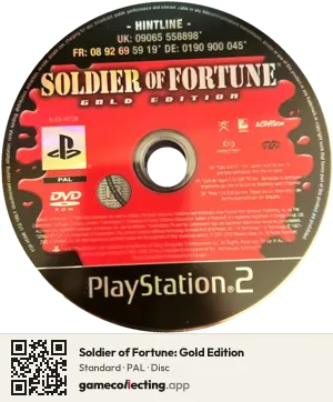 Soldier of Fortune: Gold Edition PlayStation 2, PAL disc