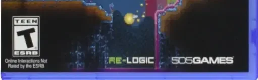 Terraria, the ESRB box on its front