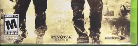 Conflict: Denied Ops, the ESRB box on its front