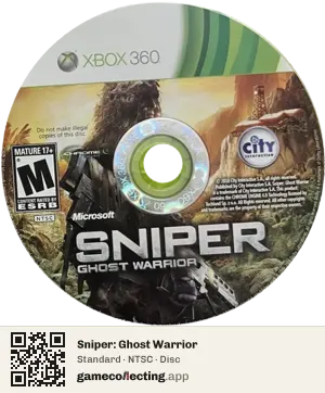 Sniper: Ghost Warrior Xbox 360, NTSC disc
