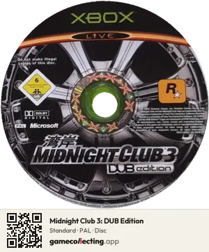 Midnight Club 3: DUB Edition Xbox, PAL disc
