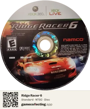 Ridge Racer 6 Xbox 360, NTSC disc
