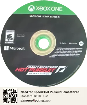 Need for Speed: Hot Pursuit Remastered Xbox One, NTSC disc