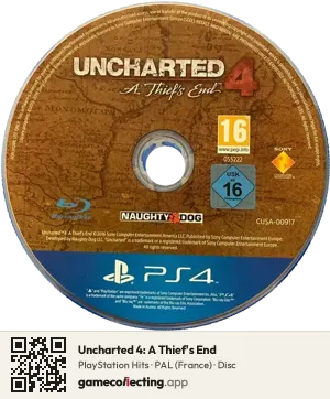 Uncharted 4: A Thief's End PlayStation 4, PAL disc