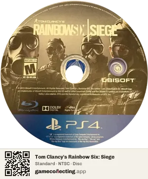 Tom Clancy's Rainbow Six: Siege PlayStation 4, NTSC disc