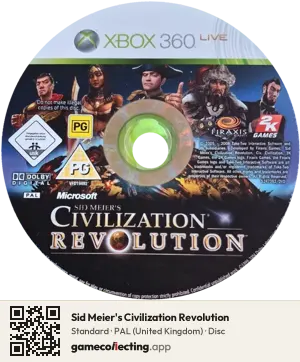 Sid Meier's Civilization Revolution Xbox 360, PAL disc