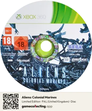 Aliens: Colonial Marines Xbox 360, PAL disc
